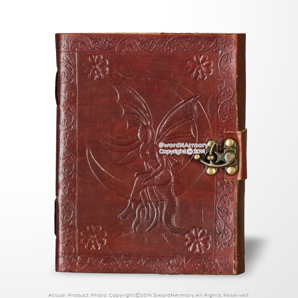 Medieval Genuine Leather Journal Diary Parchment Paper Notebook Brown Moon Fairy