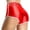 Red, variant on Olyvenn Women's Satin Dolphin Shorts Elastic Waist Contrast Trim Athletic Workout Yoga Shorts Black S