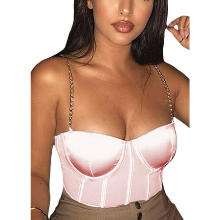 

Kayotuas Women s Summer Zip Back Spaghetti Straps Bustier Corset Crop Top