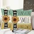 thumbnail image 5 of Sunshine Smile Sunflower Bee Pillow Covers Spring Yellow Bumble Bee Honey Farmhouse Decorative Throw Pillow Cover 16x16 Inch Summer Black and White Buffalo Plaid Cushion Case Set of 4, 5 of 6