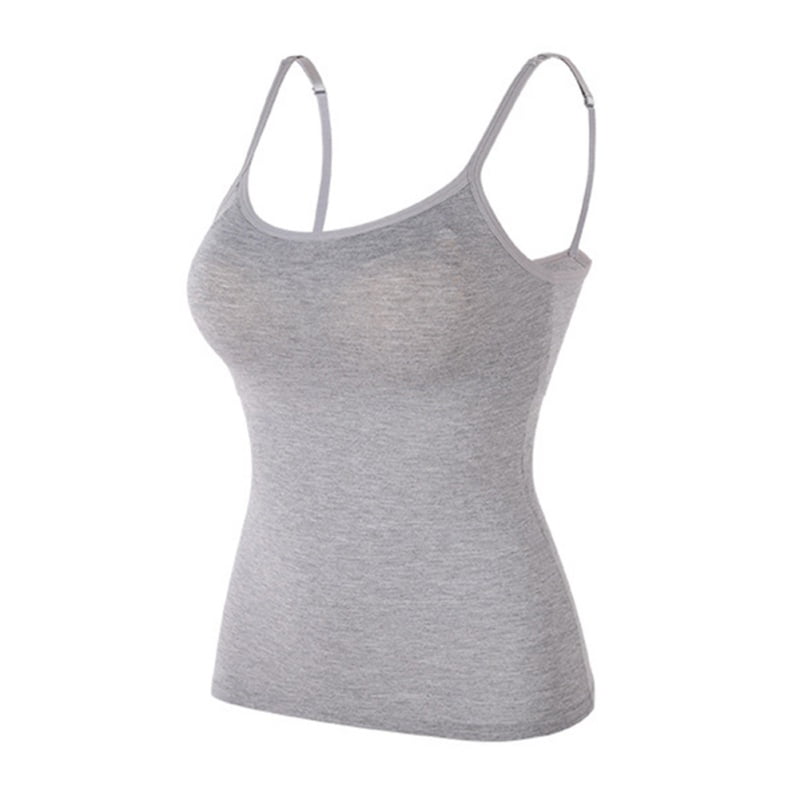 Women's Cotton Camisole Shelf Bra Spaghetti Straps Tank Top Built-in Bra Padded - Walmart.com