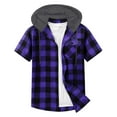 thumbnail image 4 of Xuniizn Mens Button Down Shirts Short Sleeve Plaid Flannel Casual Hoodie Shirt with Pocket Plus Size Soft Cozy Holiday Shirts, S-3XL, 4 of 6