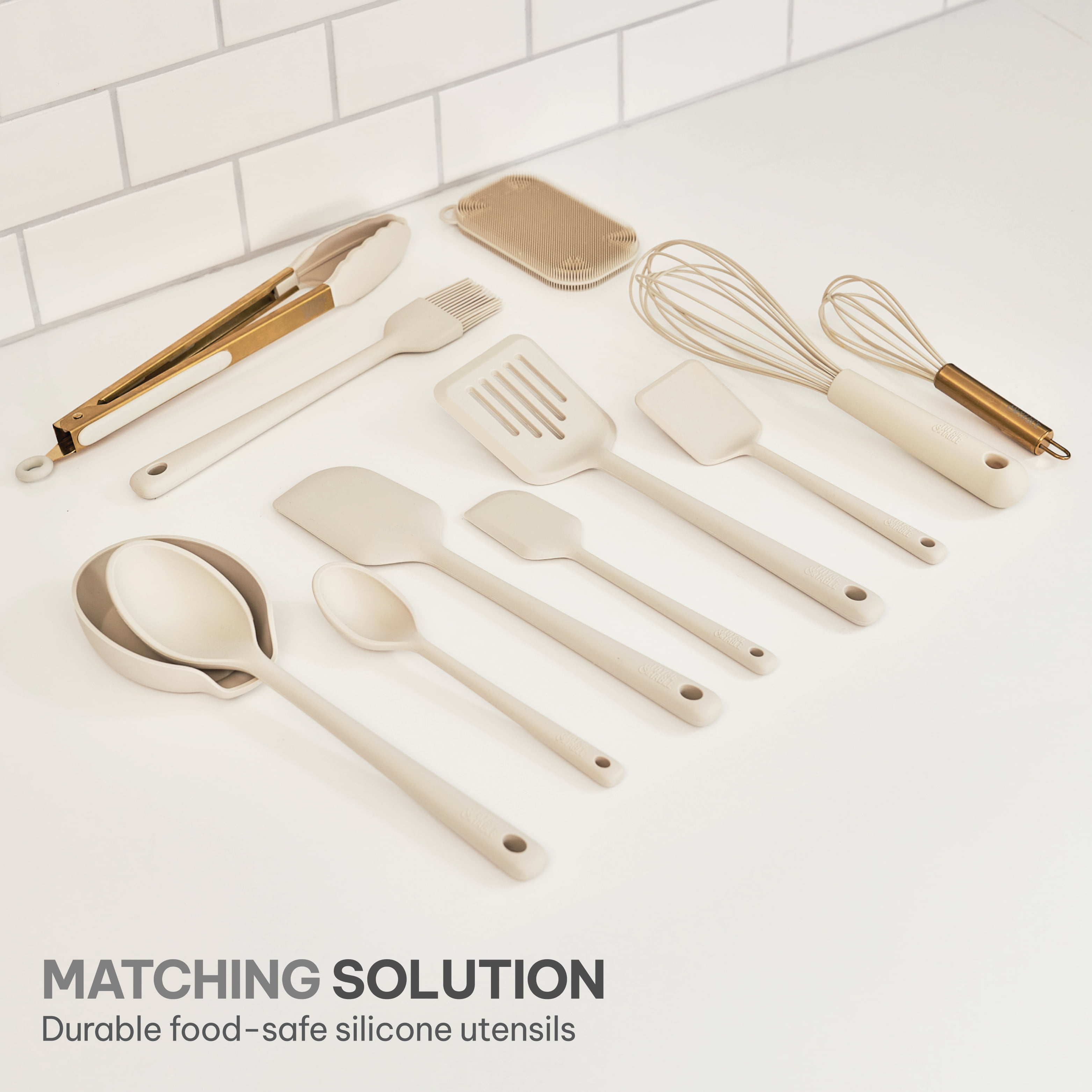 Thyme & Table 12- Piece Silicone Cooking Utensil Set, Taupe