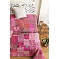 thumbnail image 4 of Pink Embrodiery Beautiful Handmade Vintage Silk Sari Jari Patchwork Khambhadiya Kantha Quilting Kantha Quilt Reversible Bed Cover Assoted Kantha Quilt Throw Blanket / Twin/Queen/King, 4 of 4