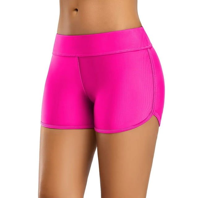 Charmo Swimsuit Bottoms for Women Tummy Control Swim Shorts Solid Boardshorts