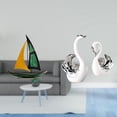thumbnail image 2 of CarpNettore Iron Sailboat Swan Sculpture Tabletop Ornament Feng Shui Decor Collection Decorative Figurine for Table Centerpiece Desk Bookshelf Living Room Crafts Lover Book Shelf Decoration, 2 of 8