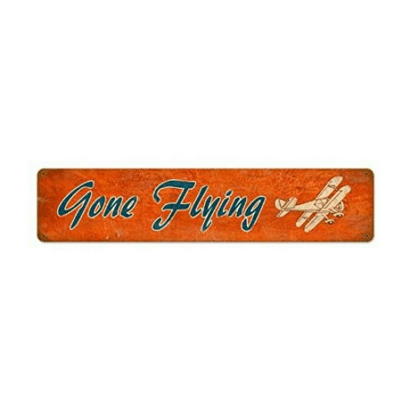 “Gone Flying,” Retro Aviation Metal Sign Distressed Finish SIG-0117