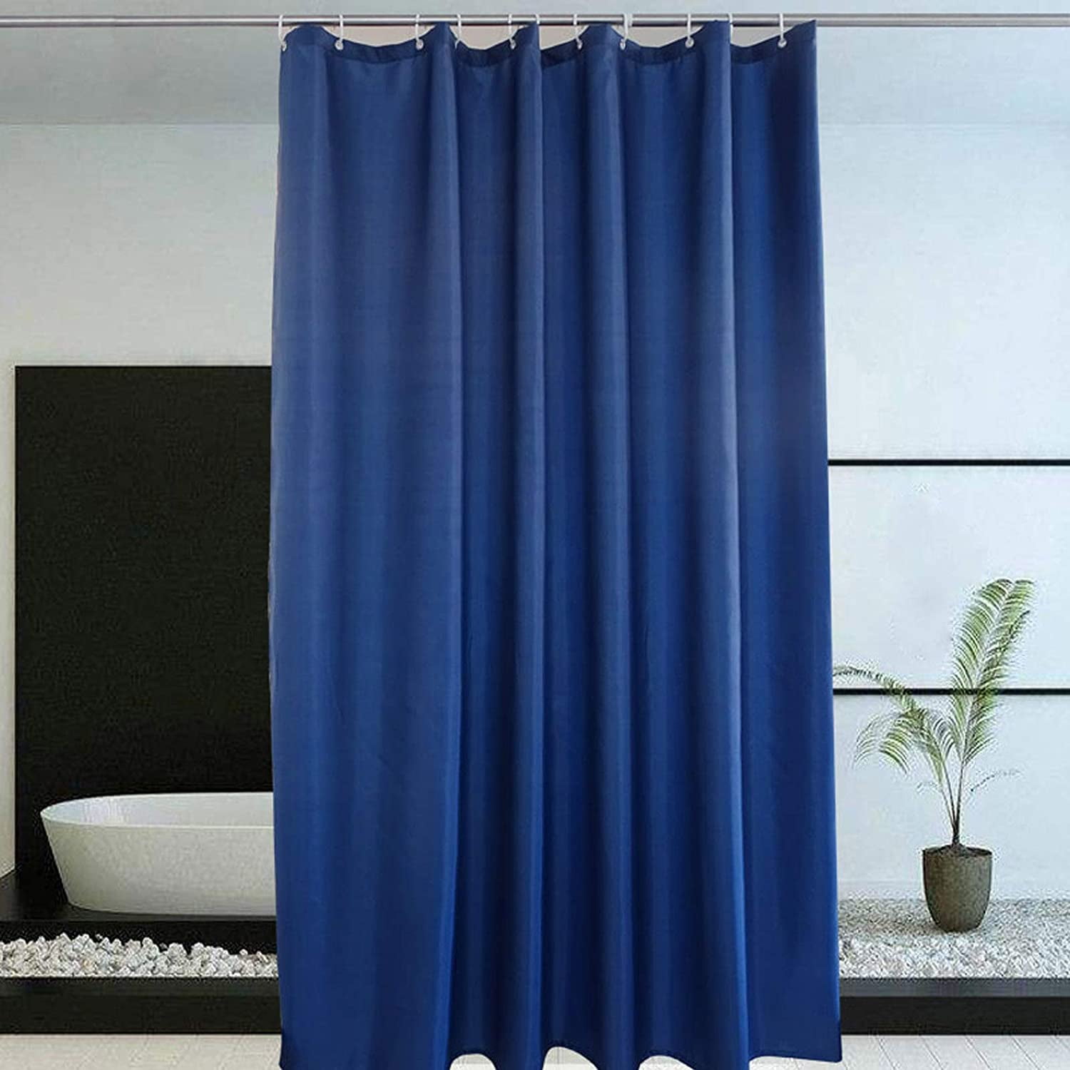 Premium Polyester Shower Curtain Waterproof Easy Care Metal Grommets & 12 Hooks 