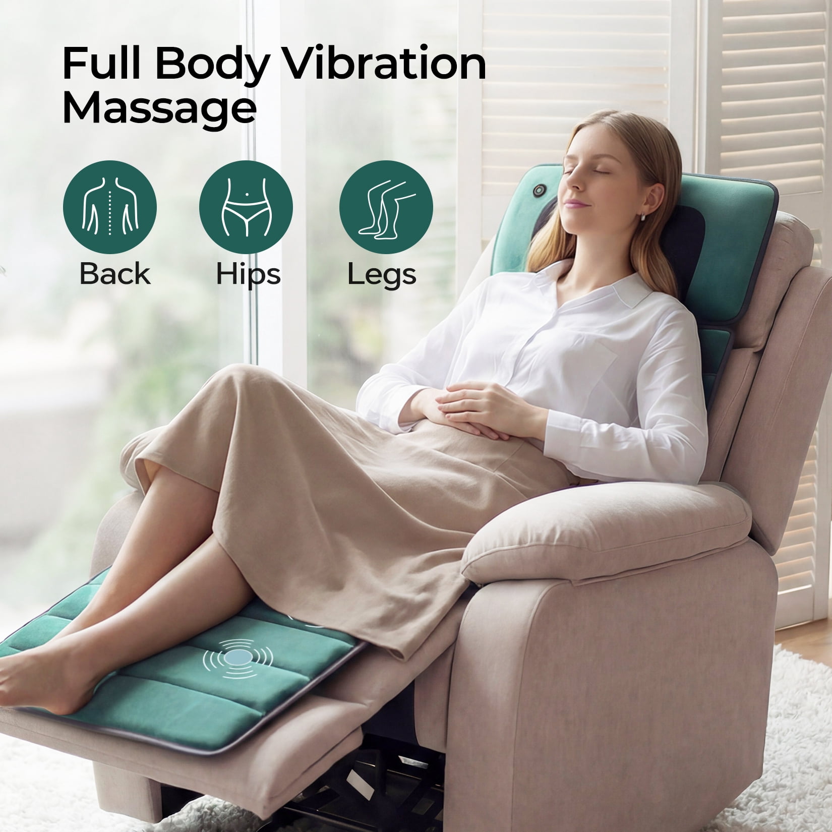 HOMEMASSA Massage Mats for Full Body with Heat,Shiatsu Kneading Vibration Back Massage Pad forfor Chair Bed Floor,Gifts
