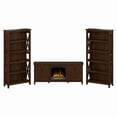 thumbnail image 3 of Bush Furniture Key West Electric Fireplace TV Stand with Bookcases by  Pure White Oak Pewter Finish, 3 of 5