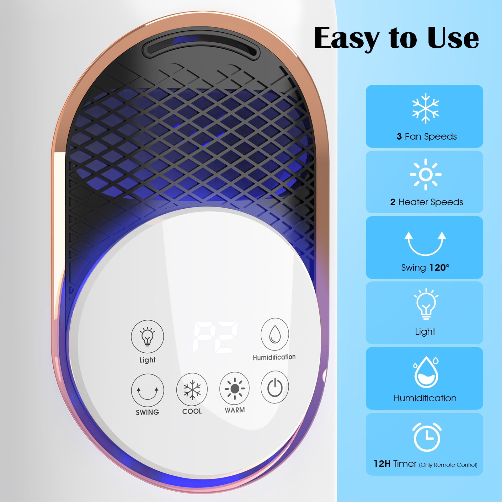 Advwin 4-in-1 Portable Air Conditioner & Space Heater Combo with Humidifier, Evaporative Cooler & Tower Fan for Home, Remote, 1 Gal Water Tank, 2 Ice Packs, Timer (White)