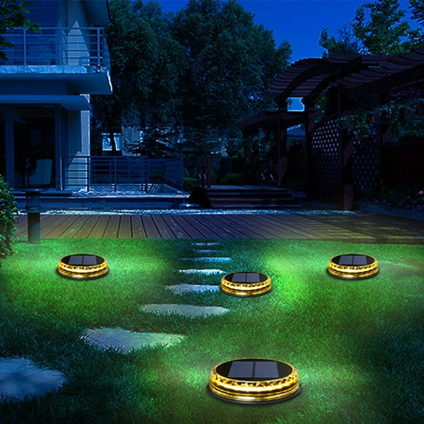 Luces solares para exteriores, luces de suelo con 17 LED, luces de disco cálidas para exteriores, luces empotradas, luces de jardín, luces de paisaje, luz solar.