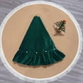 thumbnail image 5 of 60 Inch Velvet Christmas Tree Skirt with Ruffled Hem Pearls and Bow Ties,Luxury Plush Round Tree Skirt, Classic Farmhouse Style for Indoor Christmas Home Decorations-White, 5 of 8