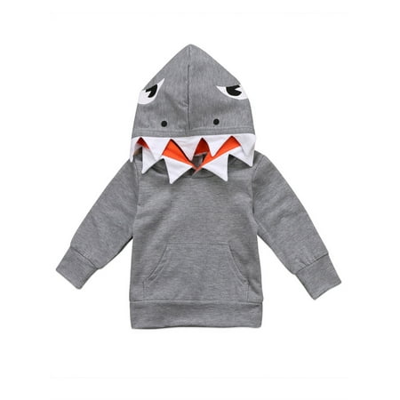 

Inevnen Baby Boys Shark Pullover Hoodie with 3D Fin Kids Toddler Sweatshirt Tops