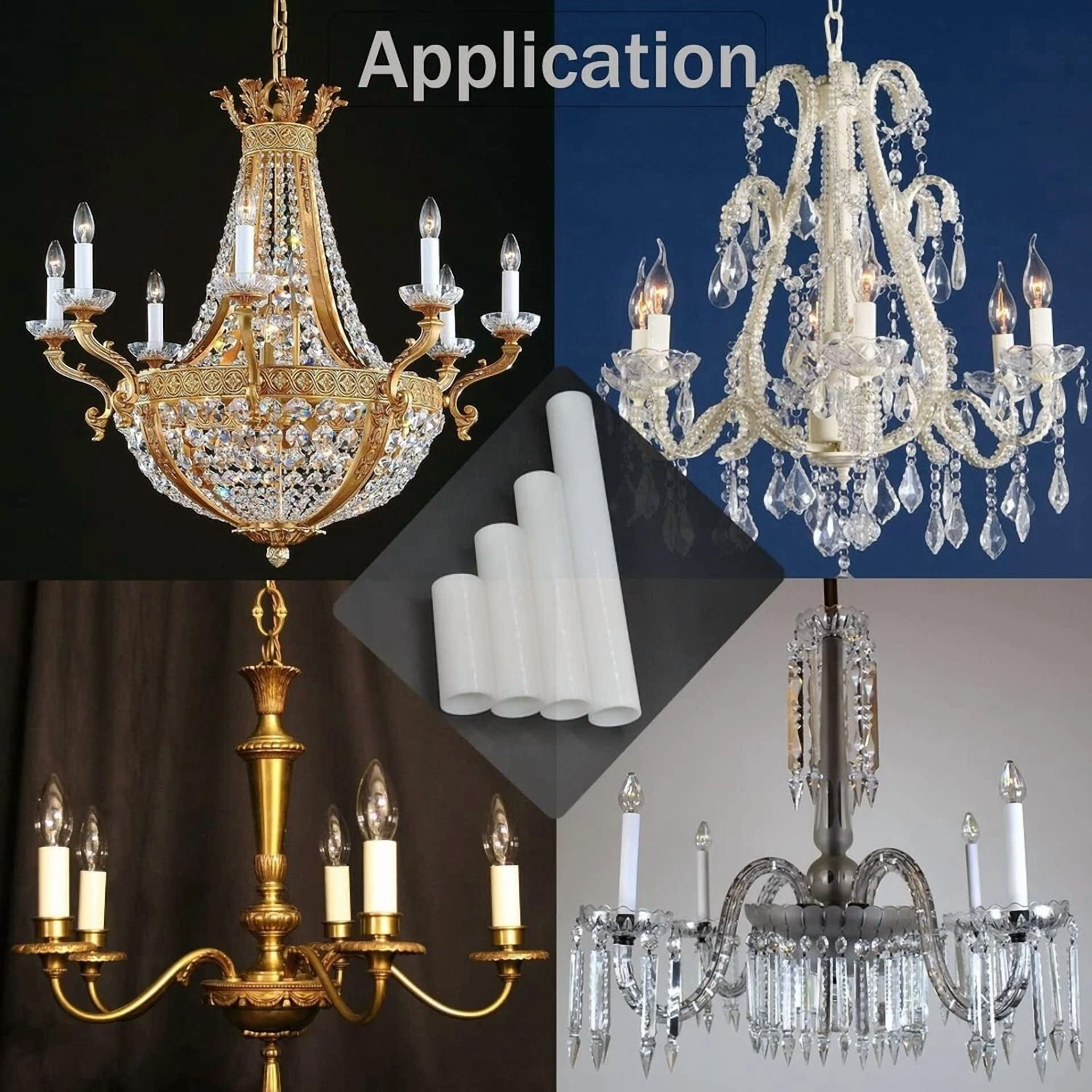 CRESTIN- 2 Inch White Plastic Candle Cover Sleeves, Chandelier Socket Sleeves Lot Of 12