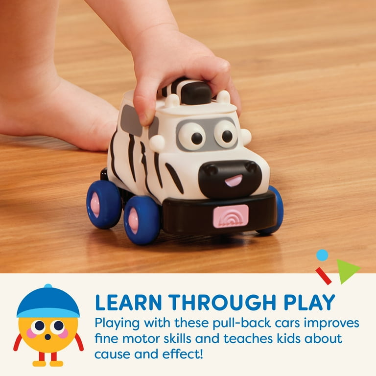 Battat Safari Speedsters 3 Pull-Back Animal Cars, Play Vehicle for