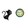 thumbnail image 1 of Reloj de pared acrílico con diseño de gato y pájaros musicales, marco verde, adorno decorativo moderno para sala de estar, dormitorio, regalo de inaug, 1 of 8