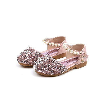 

Calsunbaby Summer Autumn Toddlers Princess Shoes Sweet Style Little Girls Sequins Faux Pearl Decoration Sandals without Instep
