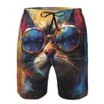 thumbnail image 3 of Salouo Cool Cat With Sunglasses Pattern Swim Trunks for Men,Men's Hawaiian Bathing Suit Swimsuits Quick Dry Swimming Board Shorts Beach Shorts with Pockets-XX-Large, 3 of 6