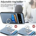 thumbnail image 5 of Phone Case for Google Pixel 6 Pro Wallet Cover with Tempered Glass Screen Protector Slim Ring Stand Credit Card Holder Magnetic Cell Accessories Pixel6Pro Pixel6 XL 6XL Pixle 6Pro 5G Women Men Blue, 5 of 7