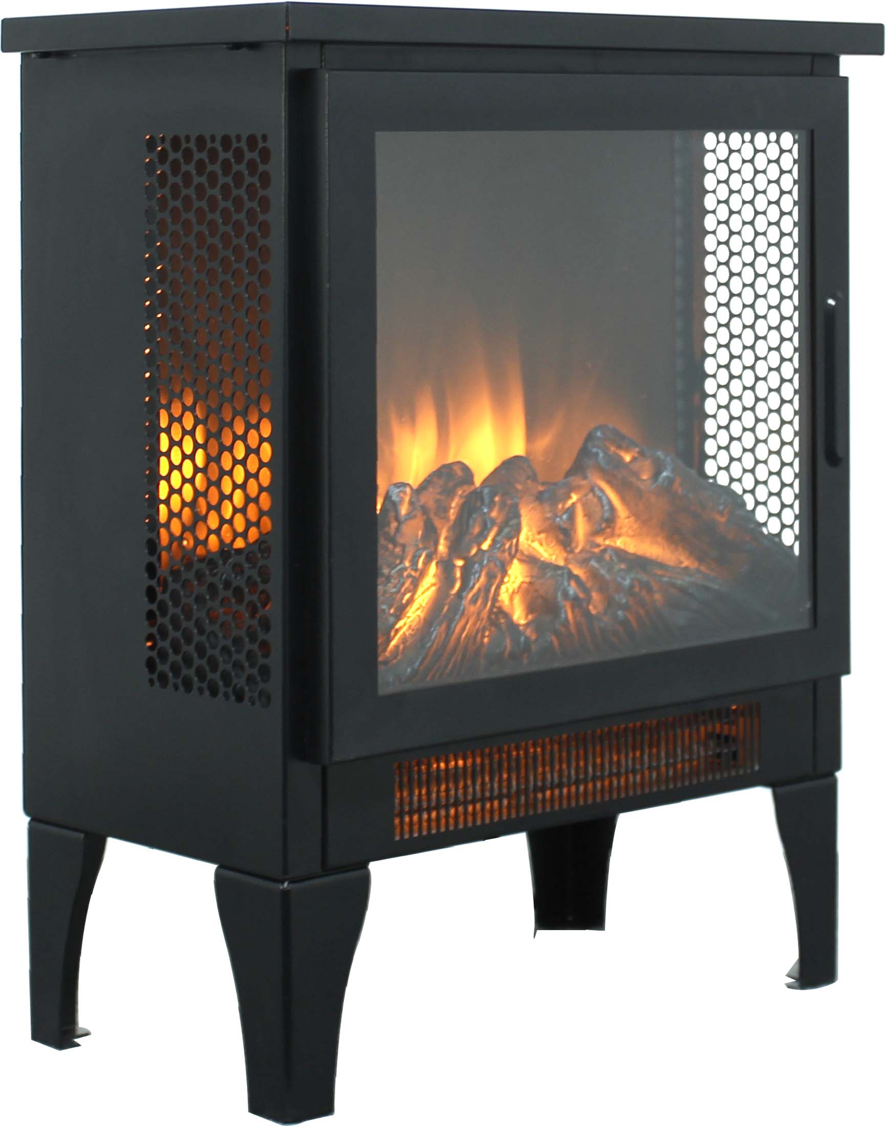 iRerts 17 Inch Freestanding Electric Fireplace Stove Heater, 3D Flame Effect Small Portable Fireplace, 700W/1400W Space Heater Fireplace for Indoor Use, CSA/UL Certified, Black