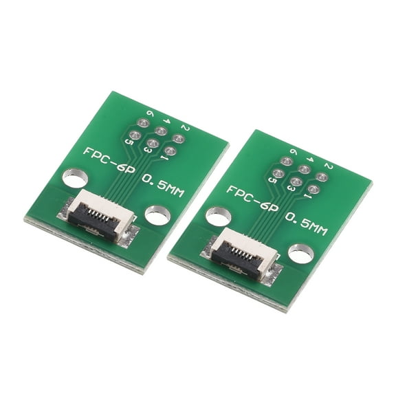 Uxcell FPC Converter Board 6P 0.5mm on Socket Side, Back 1.0mm, to DIP 2.54mm 2 Pack