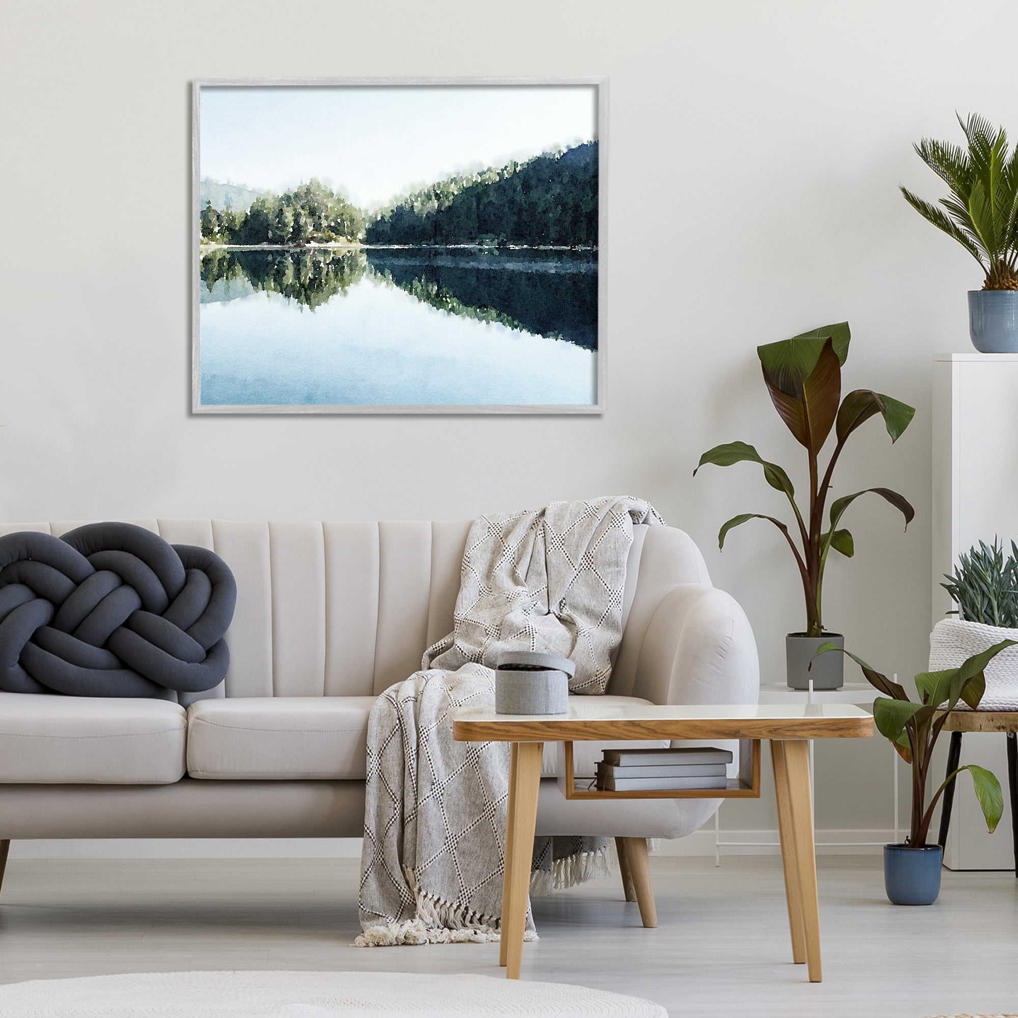 Stupell Industries Blue Lake Reflections Gray Framed Giclee Art, design by Kim Curinga