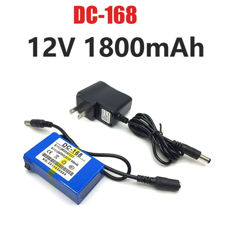 12V DC Rechargeable Lithium-Ion Portable Battery Pack With Charger & Switch