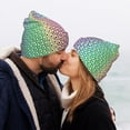 thumbnail image 5 of Pofeuu Rainbow Peacock Feathers Print Beanie Hat for Men Women Knit Winter Hat Warm Cuffed Skull Beanie Slouchy Soft Unisex, 5 of 6