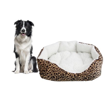 Leopard Cat Bed Zimtown Leopard Print Round Dog/Cat Bed Cotton Mat, Comfortable Stylish Pet Bedding, Premium Plush Fiber Fill, For Small and Toy Breed Dogs and Cats M ()