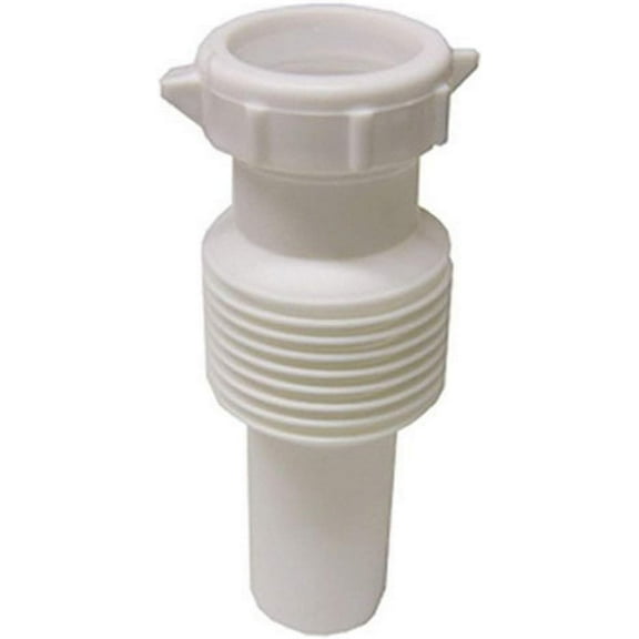 Lasco Fittings Slip Joint Extension - Flexible Plastic, Nut and Washer - 1-1/4 Inch, White