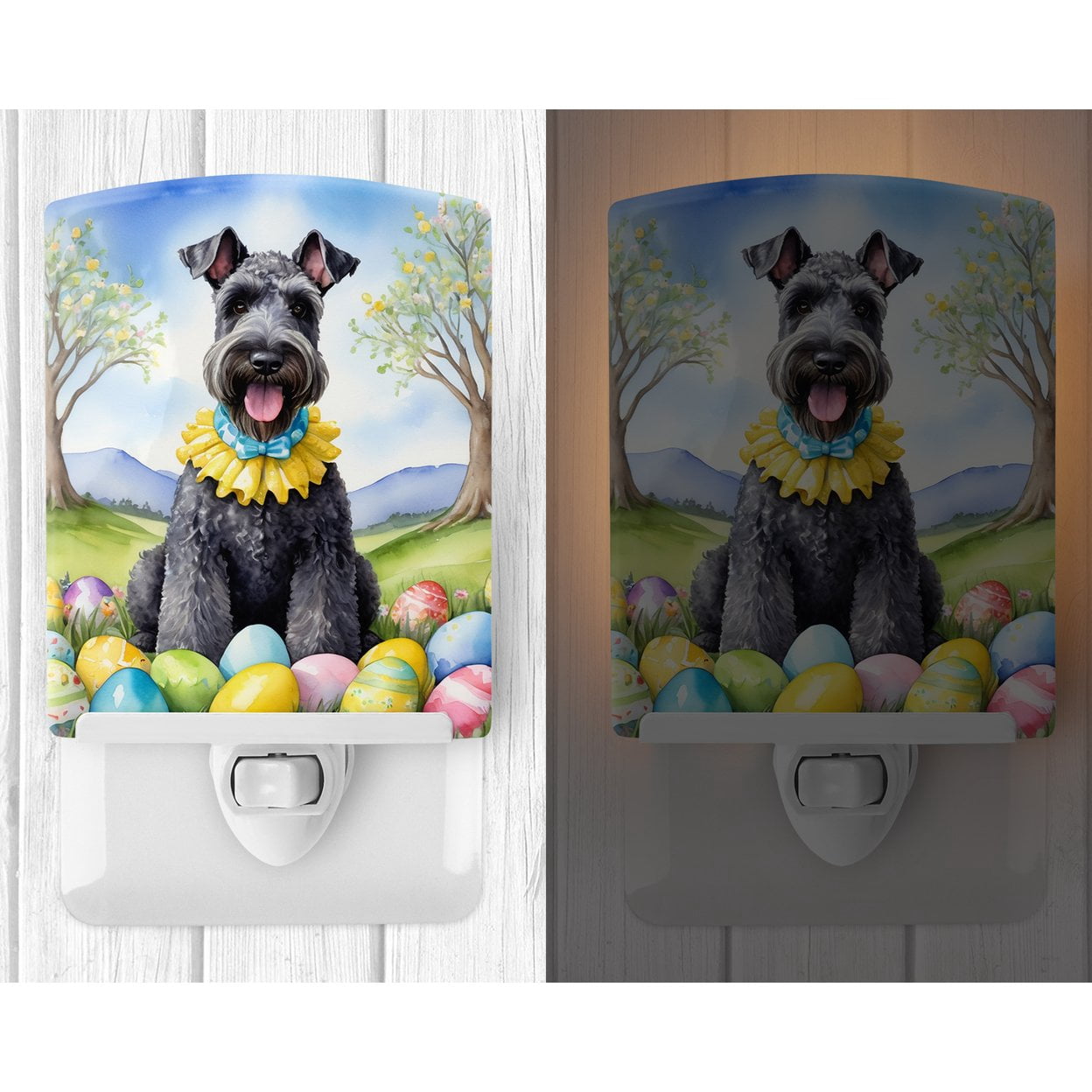 Kerry Blue Terrier Easter Egg Hunt Ceramic Night Light 4 in x 6 in