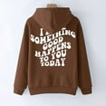thumbnail image 7 of Lcziwo Women Graphic Hoodie Letter Print Long Sleeve Tops Drawstring Pullover Casual Winter Sweatshirts with Pockets Coffee,L, 7 of 7