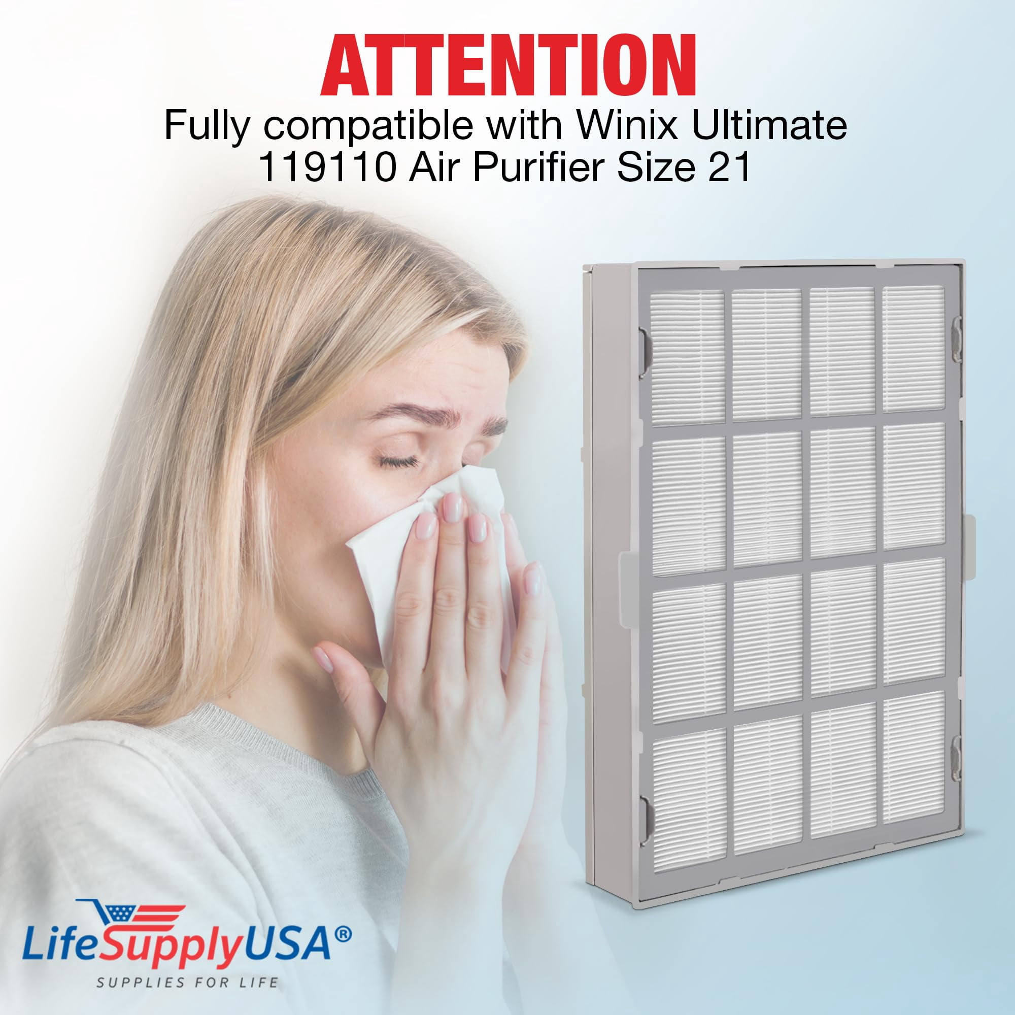 LifeSupplyUSA True HEPA Filter Replacement Compatible with Kenmore EnviroSense 85500 Air Purifier