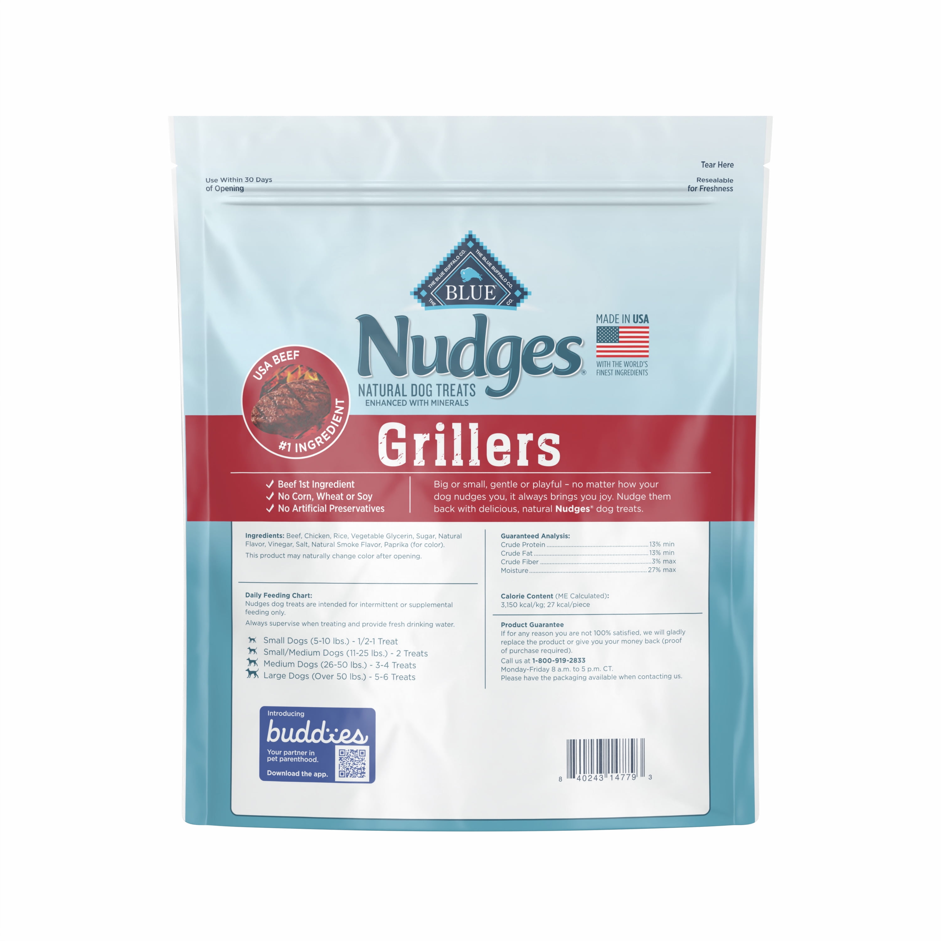 Blue Buffalo Nudges Grillers Natural Dog Treats, Steak, 48oz Bag