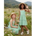 thumbnail image 3 of Oudiya Girls Spaghetti Strap Tie Back Dress Ruffle Hem Summer Beach Casual Sundress with Pockets, 6-14Y, 3 of 6