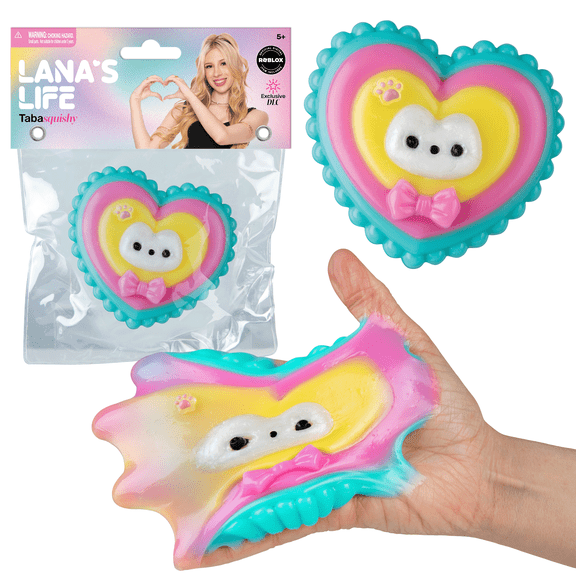 Lana's Life TABA Squishy Rainbow Cat Heart - Includes Exclusive DLC Digital Item - Lana Rae Inspired TABA Squishy Toys - Soft Sticky Stress Ball Toys - Fidget Toys and Gifts for Kids, Adults