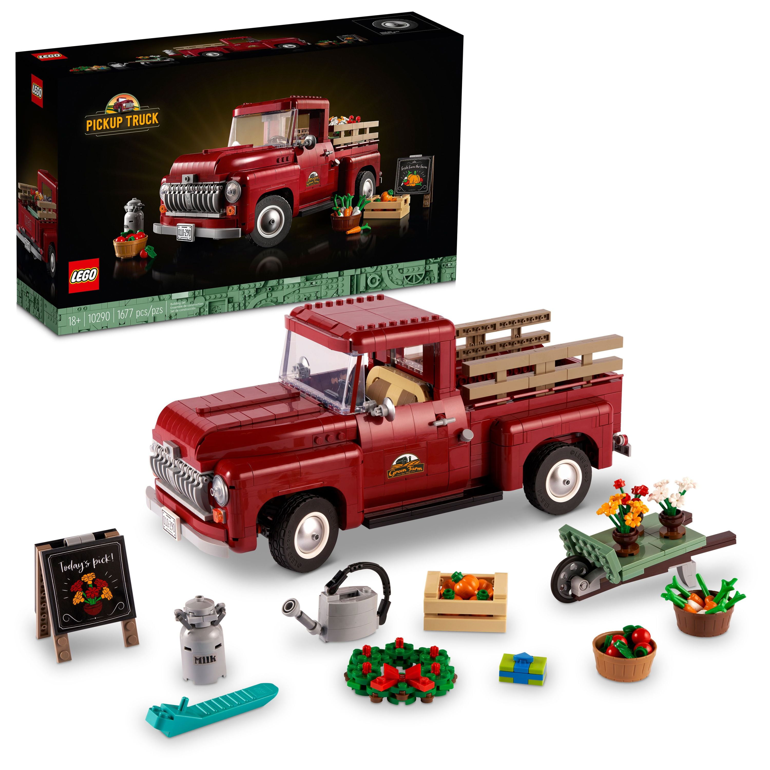 LEGO Icons Pickup Truck 10290 Set for Adults, Vintage 1950s Model with Seasonal Display Accessories, Creative Activity, Collector's Gift Idea - Walmart.com