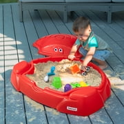 Simplay3 Coastal Crab Portable Plastic Sandbox with Cover, Hot Tamale Red