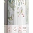 thumbnail image 5 of Pastoral Watercolor Sheer Curtains 45 inches Long 2 Panels Set Light Green Eucalyptus Leaf Red Fruit Tiers Sheers Rod Pocket Small Window Short Curtains for Kitchen Cafe, Each 52" W x 45" L, 5 of 7