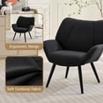 thumbnail image 4 of Studyset Modern Mid Century Accent Armchair, Comfortable Living Room Single Sofa for Bedroom, Corduroy Uphosltered Reading Chair for Office Study, White Accent Chair with Arms Wingback & Metal Legs, 4 of 7