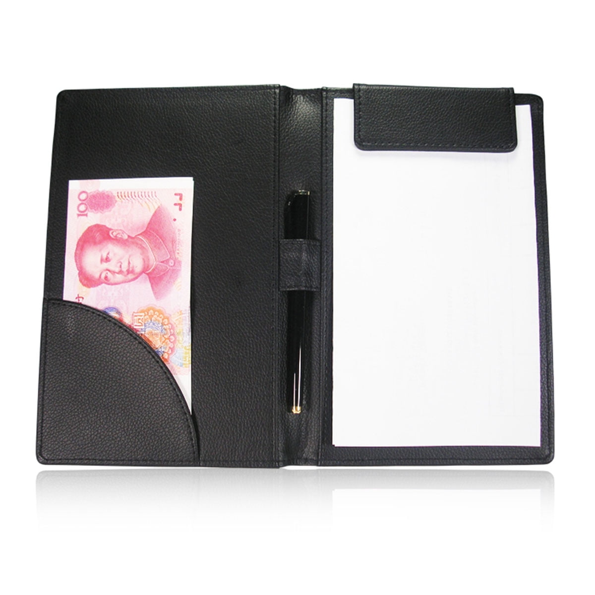 FUEENIRVA Black Stylish Menu Book for Hotels with Credit Card and Check Holders, 2 Pieces Set for Restaurant Use