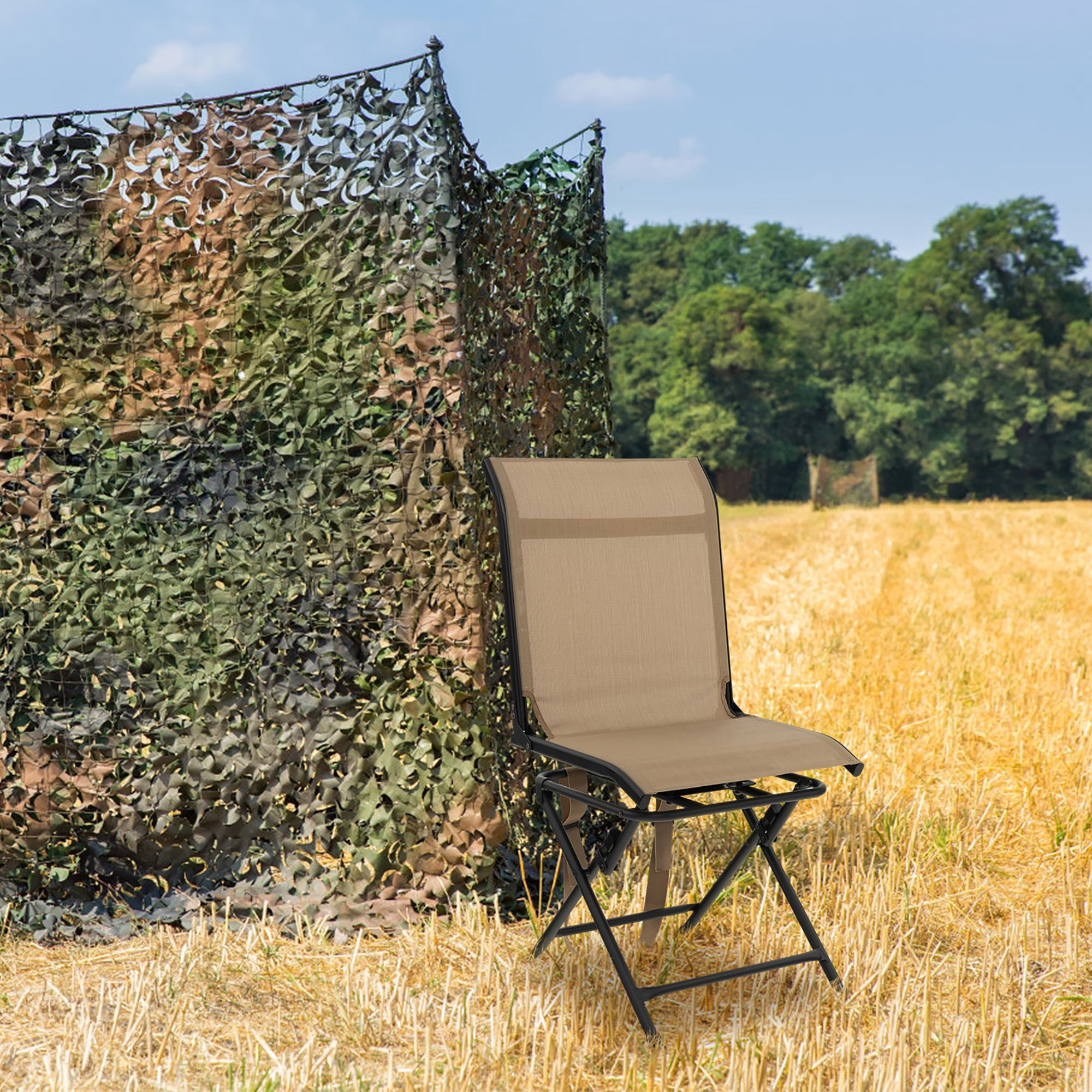 Gymax Folding 360° Silent Swivel Hunting Chair Blind Chair Allweather