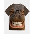thumbnail image 3 of Men's Hippo Print T-Shirt - Casual Short Sleeve Crew Neck T-Shirt Machine Washable - 3D Digital Animal Pattern Shirt, Party, Casual Dress, 3 of 6