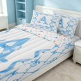 thumbnail image 2 of Erosebridal Letter A Zipper Twin Comforter Sets with Fitted Sheet and 2 Pillowcases, Chic Ribbon Zipper Bedding Set, Stars Reversible, Baby Blue, Stars Reversible, 2 of 7