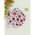 thumbnail image 3 of Wassery Infant Baby Boys Girls Halloween Clothes 6 12 18 24 Months Newborn Jumpsuit Long Sleeve Round Neck Pumpkin Print Bodysuit Pullovers Fall Casual Outfit 0-24M, 3 of 9