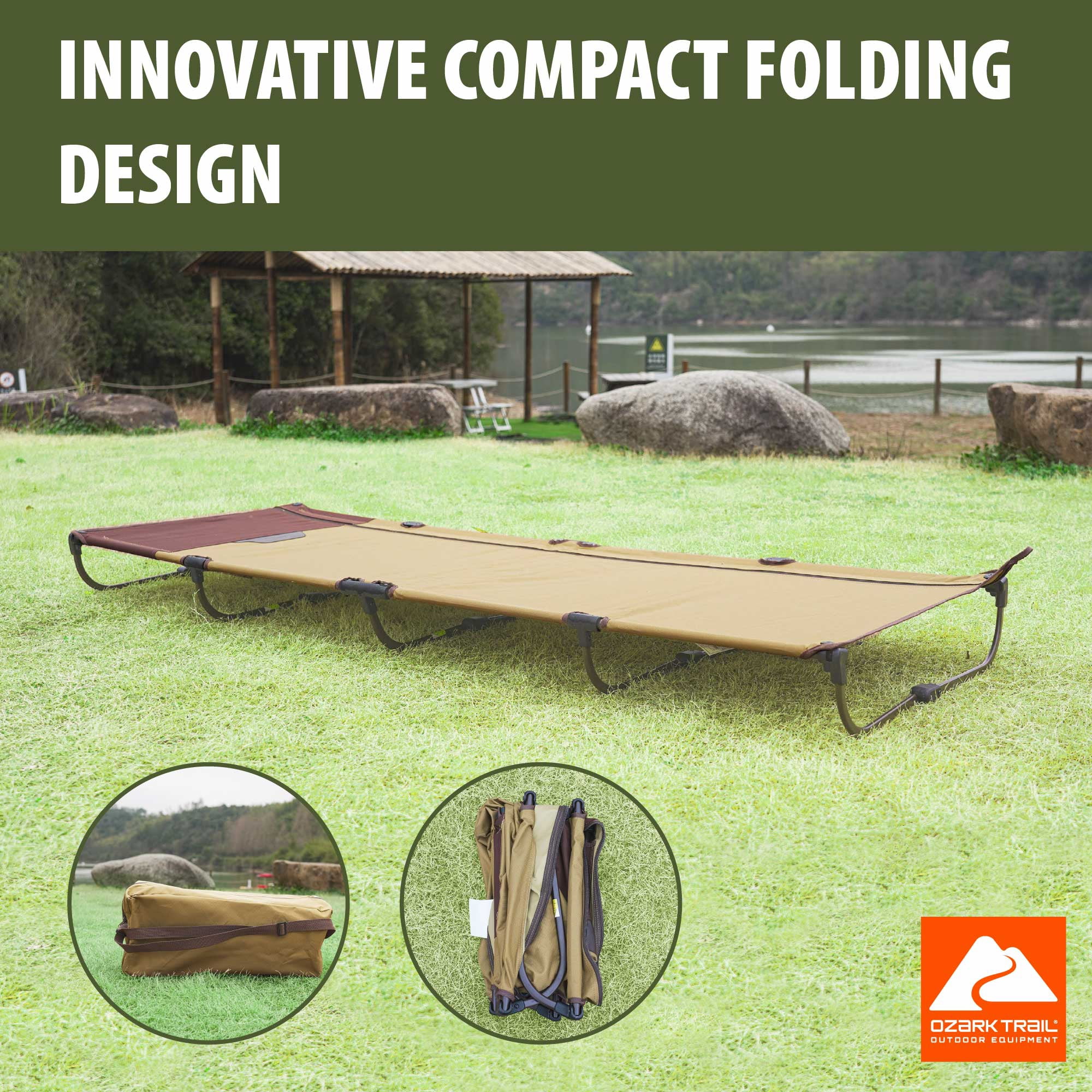 (2 pack) Ozark Trail Zipper Cot, Adult, 75.5" x26" x 5.5"