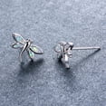 thumbnail image 3 of Tiny Dragonfly Stud Earrings 925 Sterling Silver Pin Created Opal Small Cartilage Earring Statement Studs for Women, 3 of 4