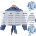 thumbnail image 3 of thefmos Women Plus Size Summer Fall Collared Long Sleeve Knot Front Denim Casual Crop Top Blazer Jacket Trendy Streetwear Office Outwear Loose Fit Fashion Tops, Blue L, 3 of 6