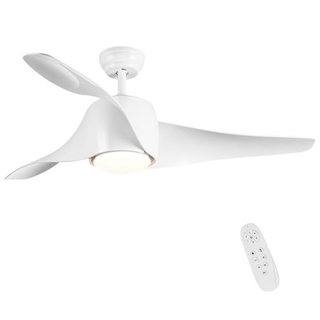 

Voguele 52 In Furniture LED Lights Ceiling Fan Remote Control Reversible Blade Fans 3 Blades Quiet Intergrated Noiseless With Wood Grain White 52 In
